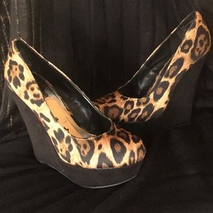 BRASH Leopard print wedge pumps Size 6.5